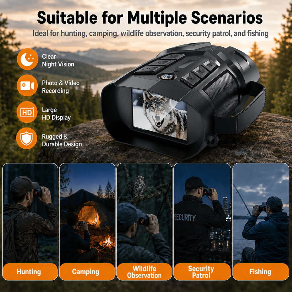 Night Vision Binoculars 2K Ultra HD with 5W IR Illuminator – 10x Zoom 2600ft Range 2.8" IPS Screen Rechargeable Digital Night Vision Goggles for Hunting Camping Security