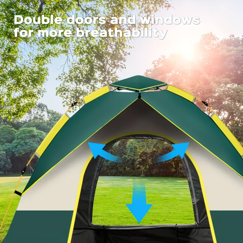 Instant Setup Camping Tent 1-4 Person All Season Automatic Pop-Up Tent Dual Doors Mesh Windows Windproof for Camping Hiking Hunting Backpacking Travel