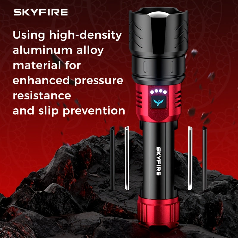LED Flashlight 5000+ Lumen Super Bright Rechargeable with Ignition Lens Adjustable Focus 4 Modes for Camping Outdoor Farm Emergency Family Use