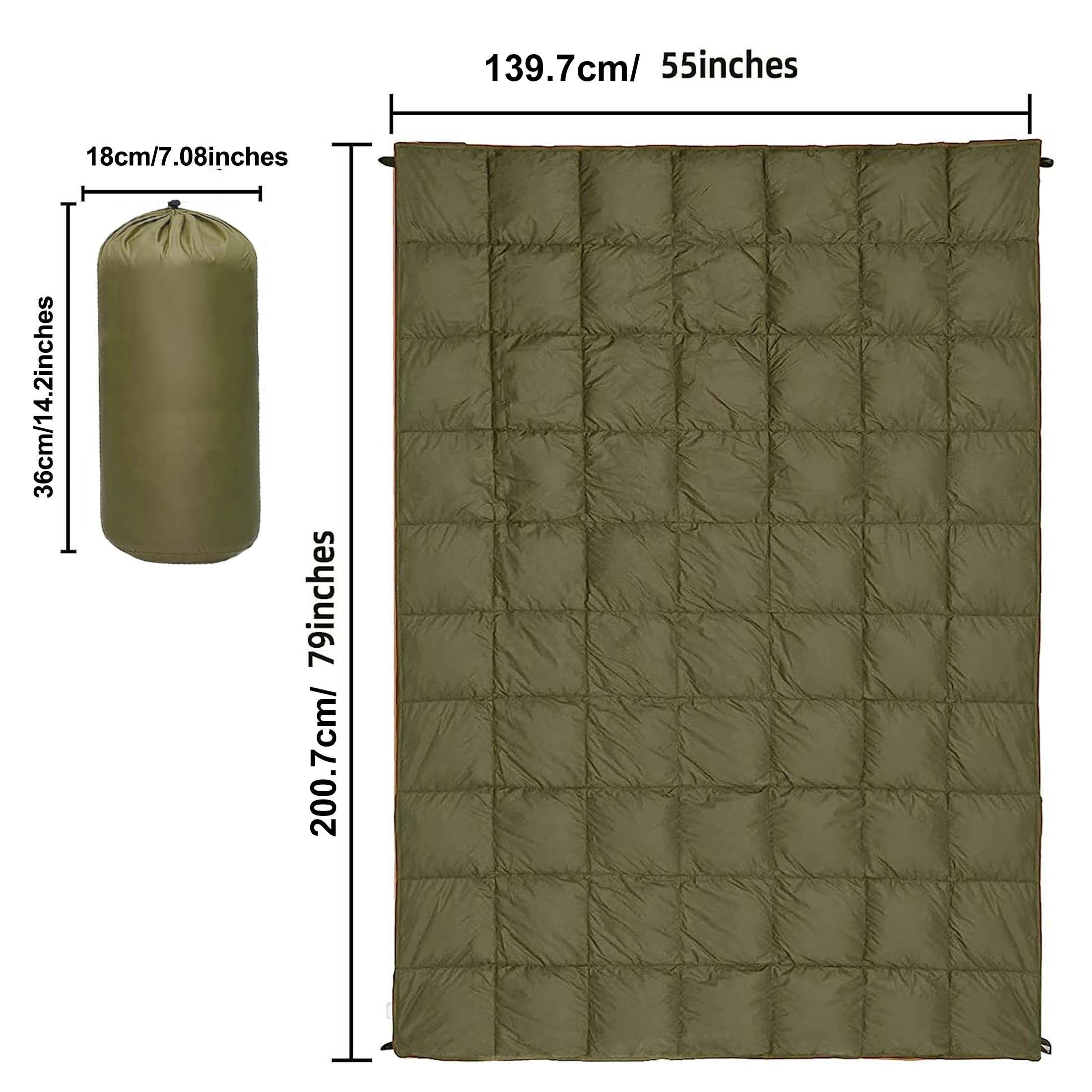 Camping Blanket Puffy Waterproof Foldable Lightweight Warm Outdoor Blanket with 3D Eye Mask for Camping Hiking Travel Stadium Beach 55x79in