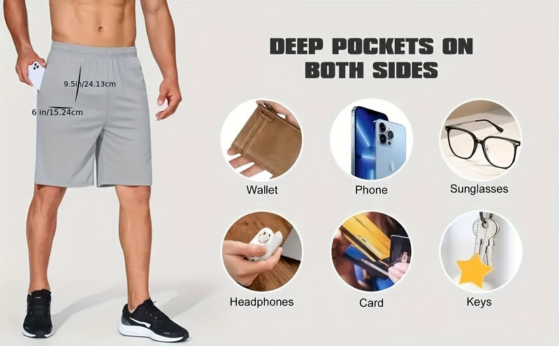 Men's Quick Dry Mesh Shorts 5 Pack Casual Athletic Drawstring Elastic Waistband Micro Stretch Workout Running Gym Shorts S-XXXL Multi Color