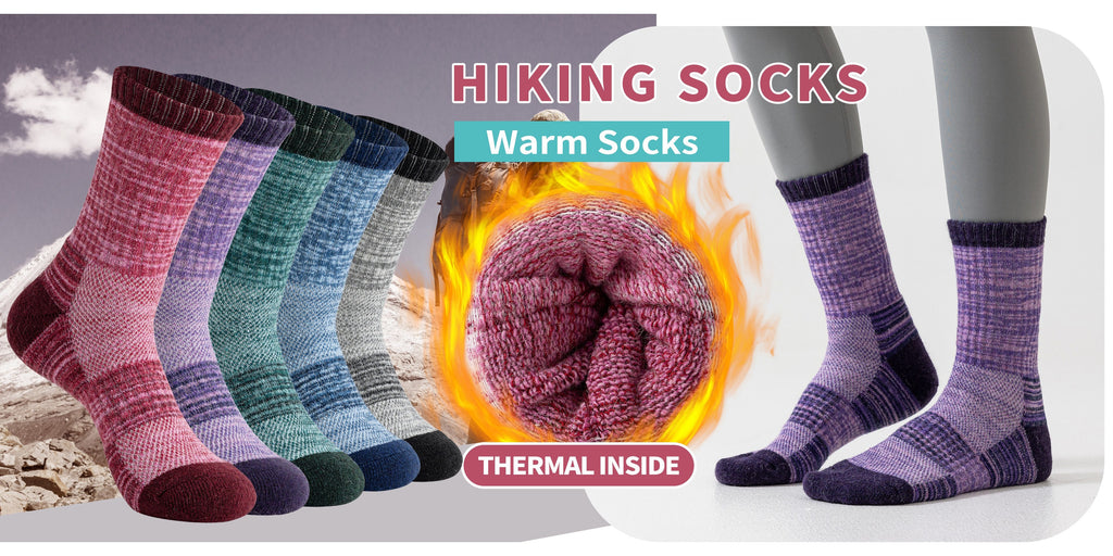 Merino Wool Hiking Socks 5 Pairs Men & Women – Compression Support, Thick Cushion, Sweat-Wicking & Breathable – Sizes M & L – Multicolor, Dark & Earth Tones – Outdoor Trail & Cold Weather Sock Gift Set