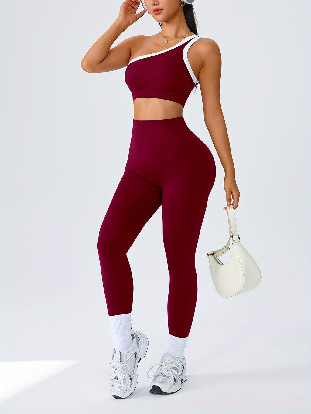 High-Waisted Butt-Lifting Leggings & Sports Bra Set for Women 2-Piece Stretchy Yoga Workout Outfit Solid Color Running Activewear with Camisole Top XS-XL