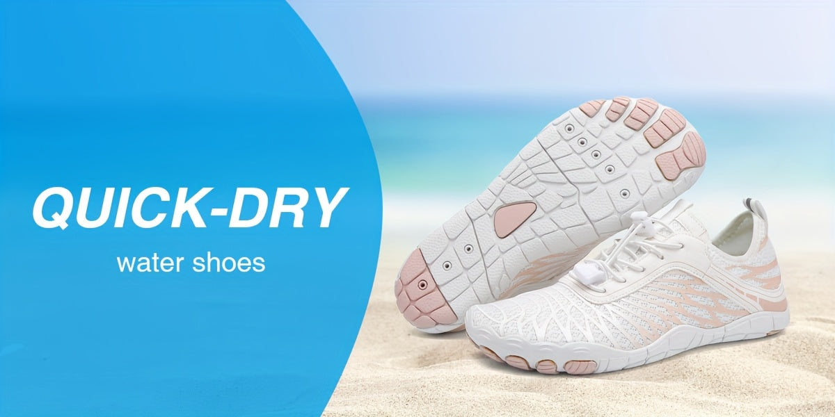 Women's Barefoot Shoes Wide Toe Box Non-Slip Breathable Lightweight - Water Shoes for Beach Pool Swim Hiking Walking, Sizes US 6-11, White Black Pink