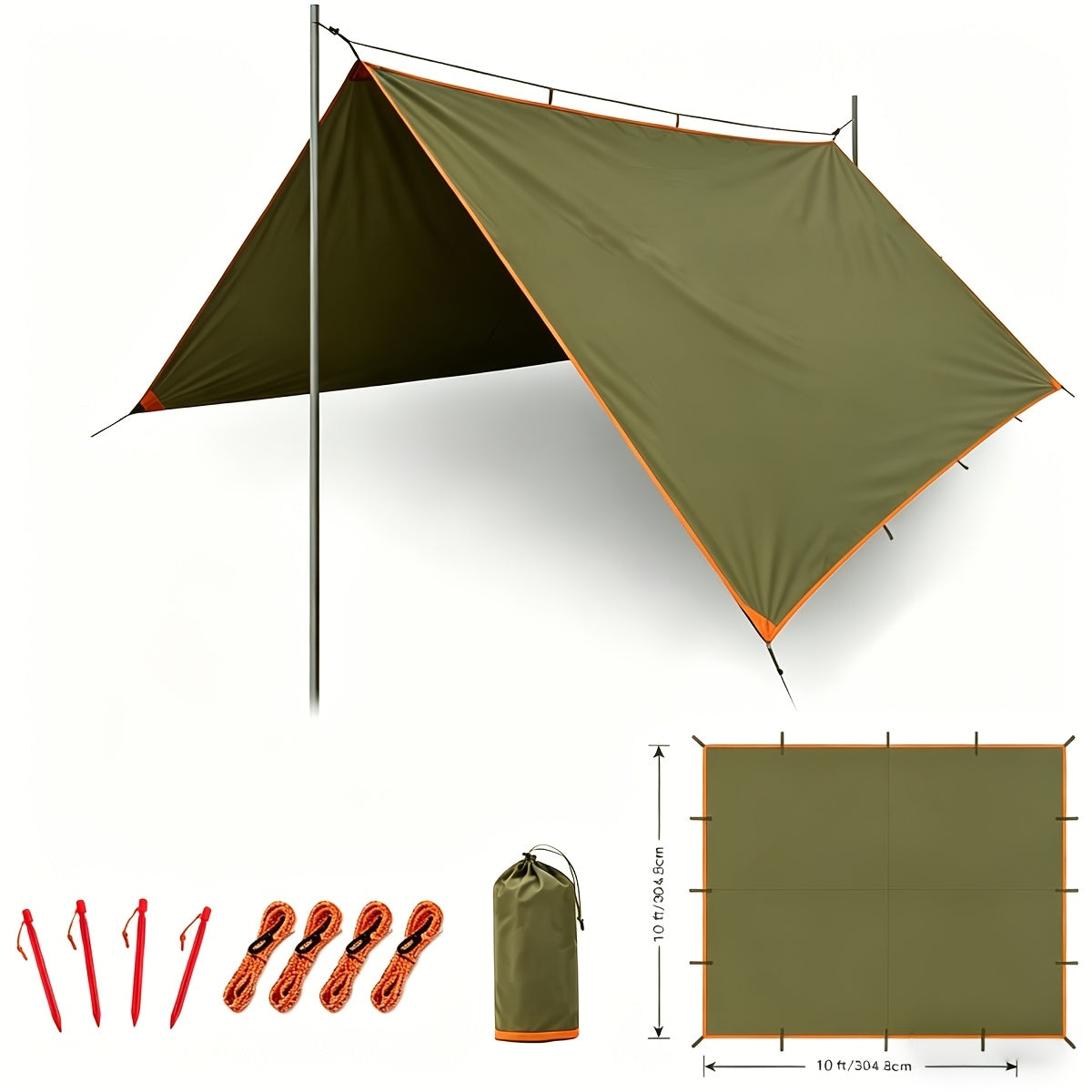 Waterproof Camping Tarp Canopy 4 Person – UV Protection Alloy Poles Portable Foldable Rain Fly Awning for Hiking Backpacking Survival Outdoor, Multiple Colors & Sizes