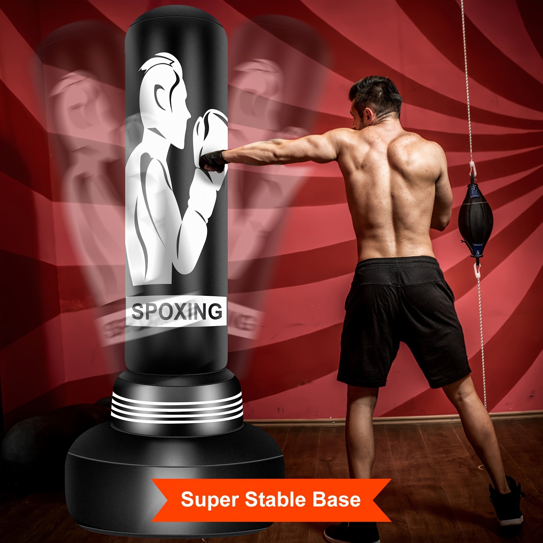 Freestanding Punching Bag with Stand 70 Inch Heavy Boxing Bag with Boxing Gloves Electric Air Pump Inflatable Training Bag for Adults Men Women Teens MMA Muay Thai Fitness Home Gym