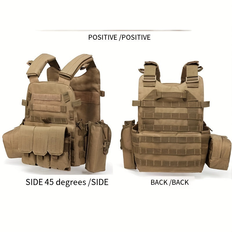 Tactical MOLLE Vest 6094 Multi-Functional Plate Carrier for Men - Outdoor Combat Training CS Airsoft Paintball Hunting Vest - Adjustable Military Green Black Army Green Brown Mud Color