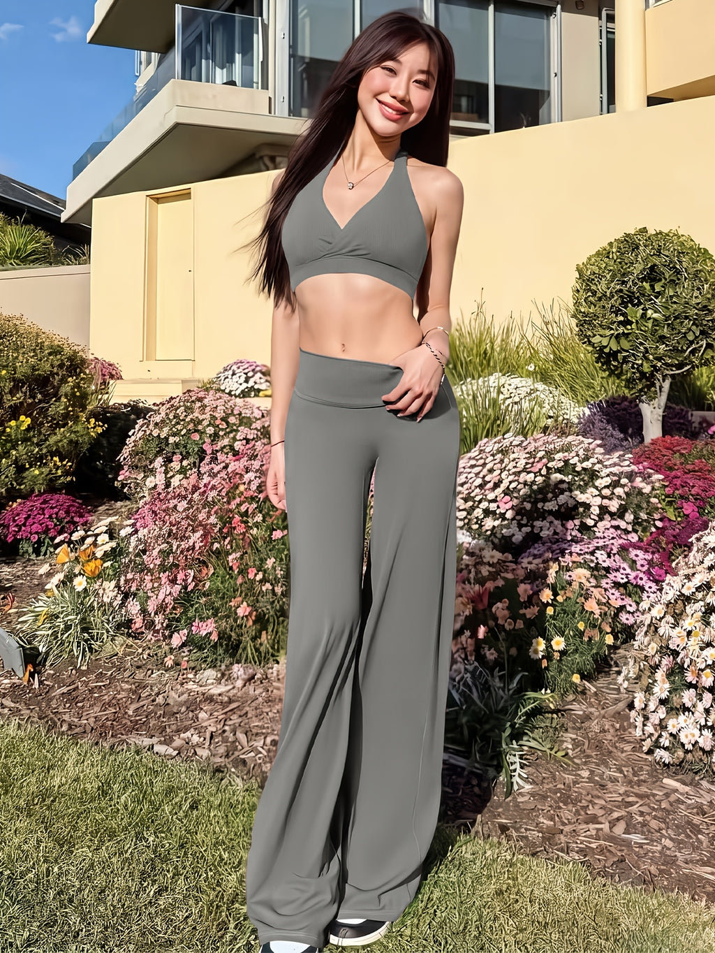 Women's Loose Straight Leg Yoga Pants – Breathable Soft Fabric Relaxed Fit Casual Lounge Trousers for Yoga, Workout, Home & Everyday Wear | S-XL | Chestnut, Cyan, Grey, Black