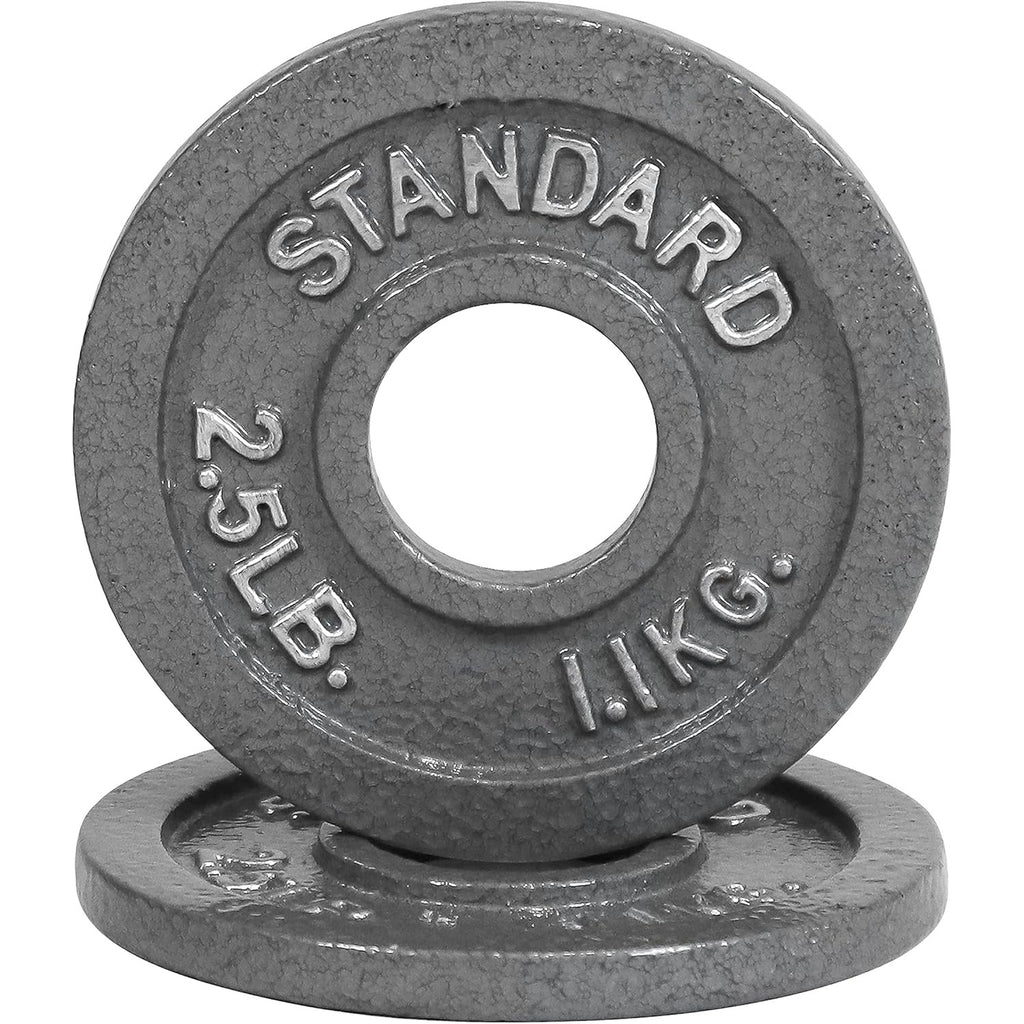 CAPHAUS 2-Inch Solid Cast Iron Weight Plates for Strength Training Weightlifting Bodybuilding Powerlifting - Grey Baked Enamel Barbell Plates 2.5LB 5LB 10LB 25LB 35LB 45LB 100LB Single & Sets
