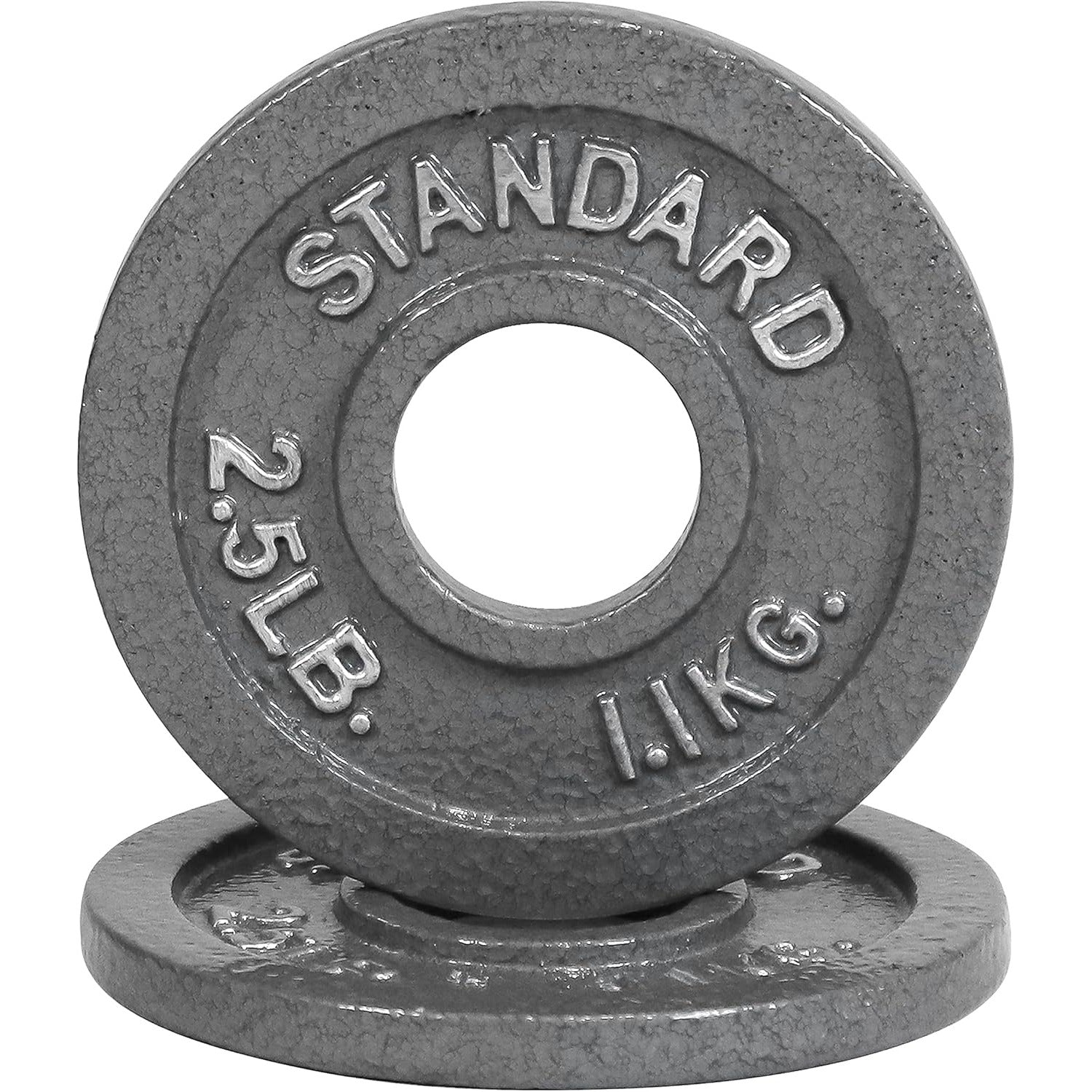 CAPHAUS 2-Inch Solid Cast Iron Weight Plates for Strength Training Weightlifting Bodybuilding Powerlifting - Grey Baked Enamel Barbell Plates 2.5LB 5LB 10LB 25LB 35LB 45LB 100LB Single & Sets