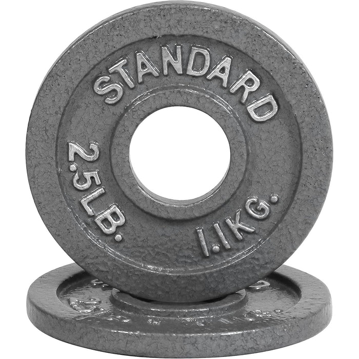 CAPHAUS 2-Inch Solid Cast Iron Weight Plates for Strength Training Weightlifting Bodybuilding Powerlifting - Grey Baked Enamel Barbell Plates 2.5LB 5LB 10LB 25LB 35LB 45LB 100LB Single & Sets
