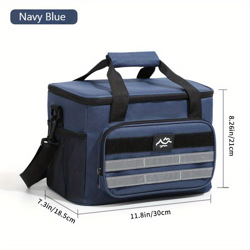 Large Capacity Insulated Cooler Bag Picnic Bag – Portable Crossbody Refrigerated Lunch Bag with Foil Storage Bags for Outdoor Camping Travel Black Grey Navy Khaki