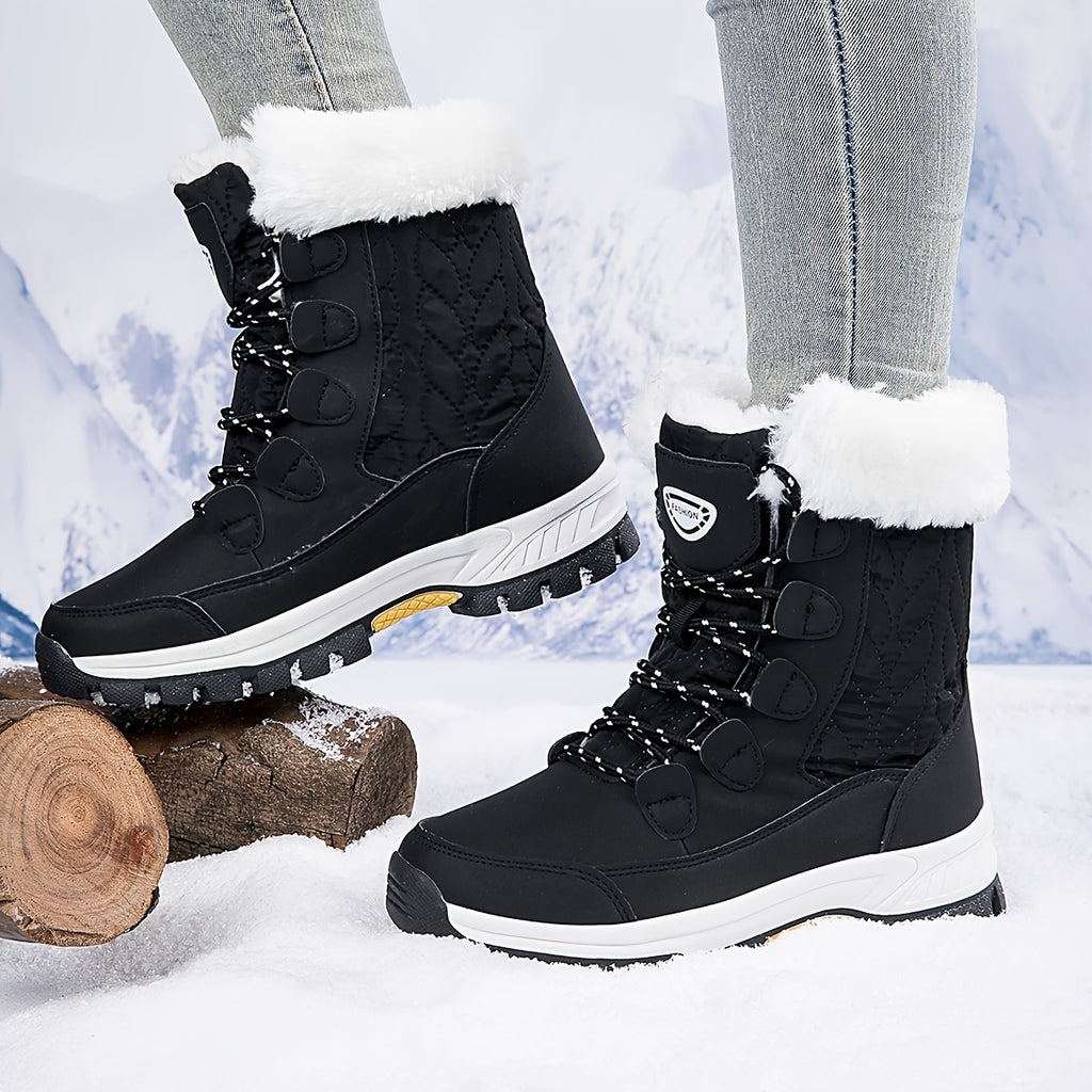 Women's Winter Snow Boots Warm Insulated High Top Non-Slip Waterproof Outdoor Hiking Boots for Women Black Pink Milky US 5.5-10