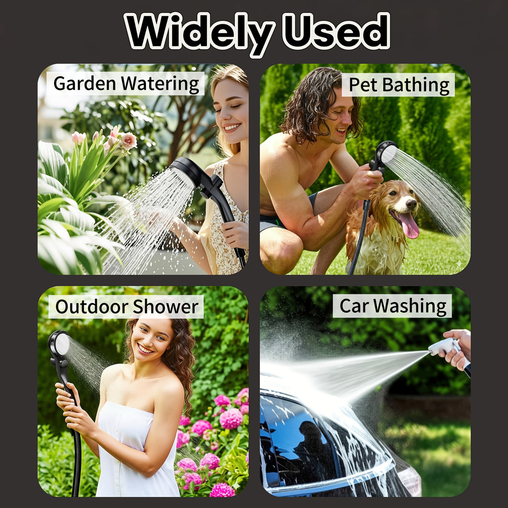 Portable Camping Shower Pump 6000mAh Rechargeable, IPX7 Waterproof Outdoor Shower with LED Display Multiple Modes 120 Min Runtime, Handheld Camp Shower for Hiking Pet Washing Car Beach Travel