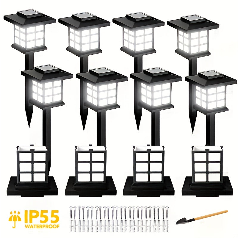Solar Pathway Lights Outdoor IP55 Waterproof LED 10-Hour Runtime – Garden Driveway Landscape Stake Lights Auto Dusk-to-Dawn – Warm White & Color-Changing – 6 12 24 Pack