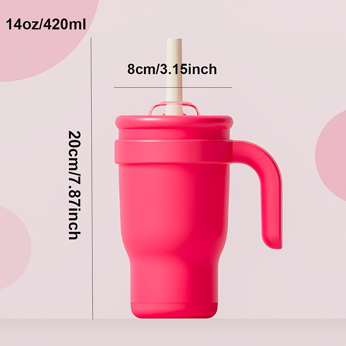 14oz Insulated Coffee Mug with Handle and Straw Double Wall Stainless Steel Tumbler Silicone Boot Sleeve Splash Proof Lid Fits Cup Holders for Women Office Yoga Gym Car 8 Colors