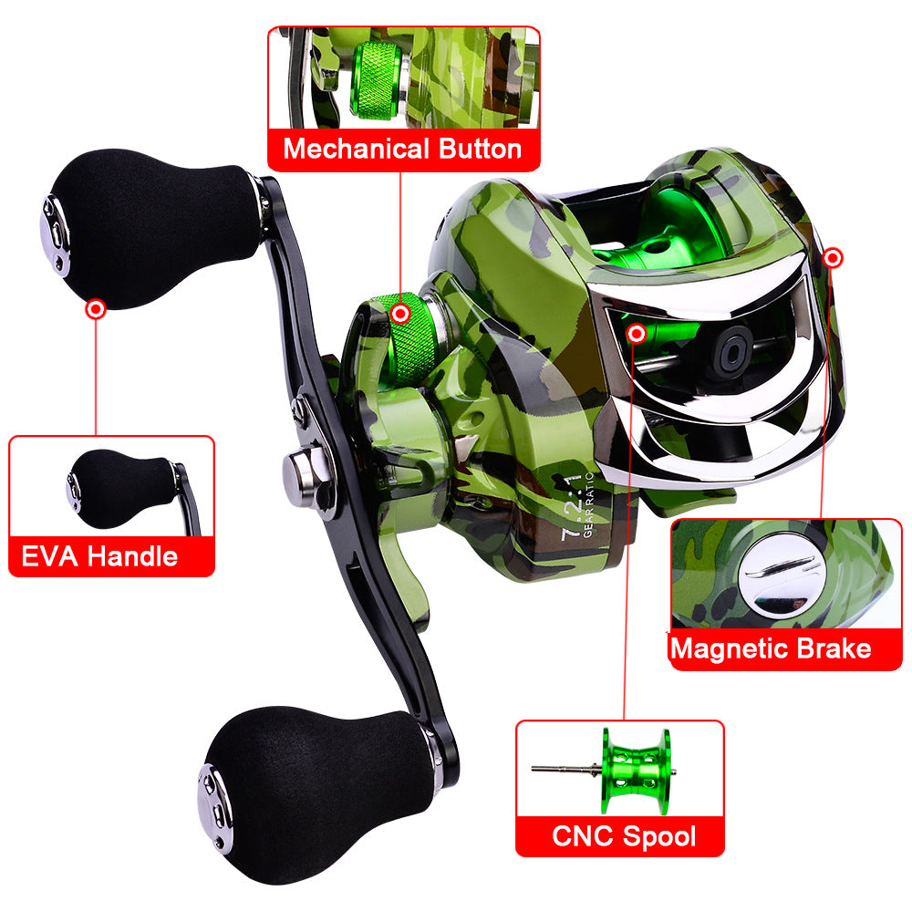 Metal Baitcasting Fishing Reel – High-Efficiency Strong Drag & Bearings Left or Right Hand for Freshwater Saltwater Bass Fishing