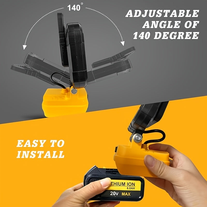 Cordless LED Work Light 140° Rotating Floodlight – Compatible with Makita 18V & Milwaukee M18, Ultra-Bright Job Site Construction Light for Garage, Auto Repair & DIY (Battery Not Included)