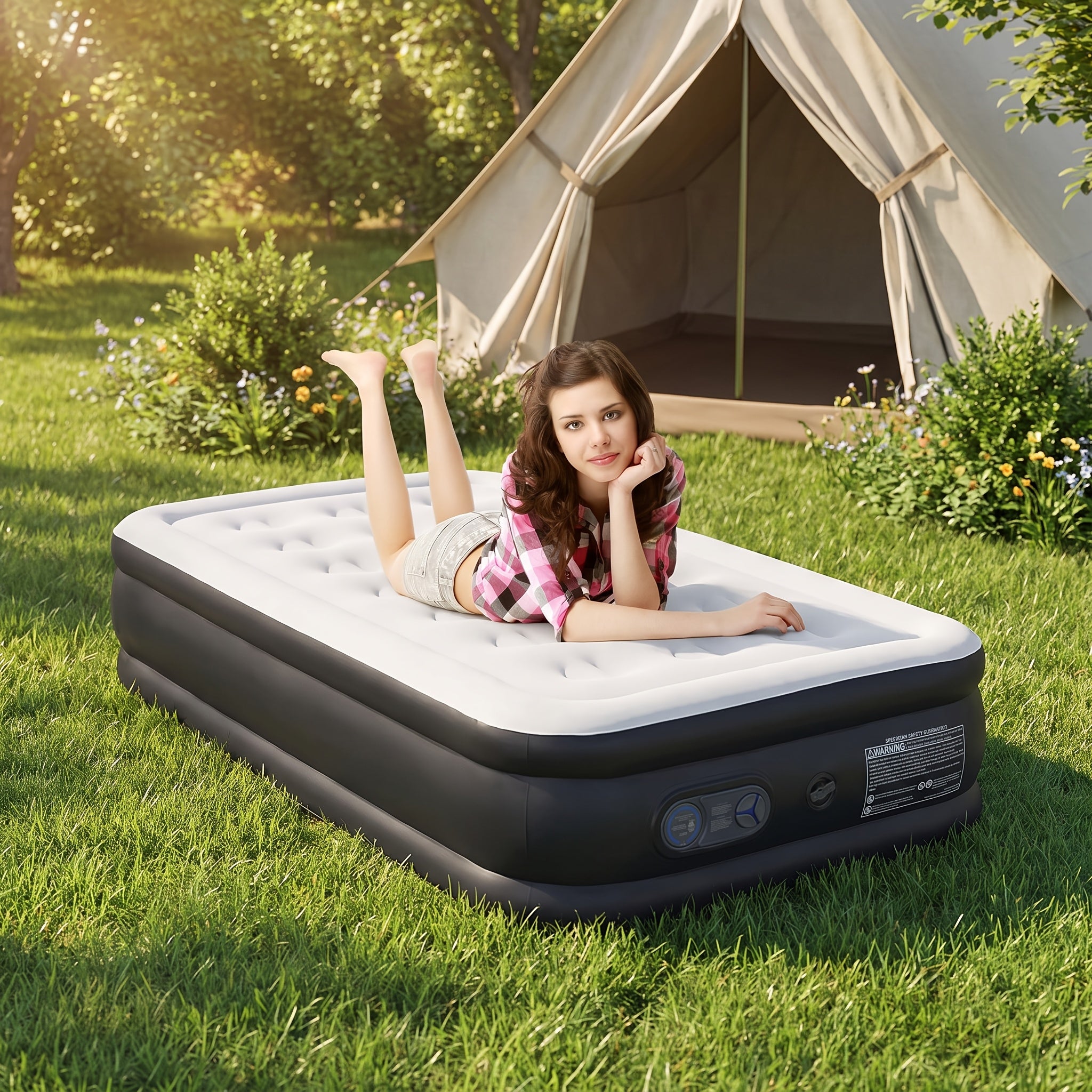 Air Mattress with Built-In Pump 660 Lbs – Inflatable Airbed 16/18/21 Inch Thick, Non-Slip Double Height, Twin & Queen for Camping, Home Guest Bed & Travel