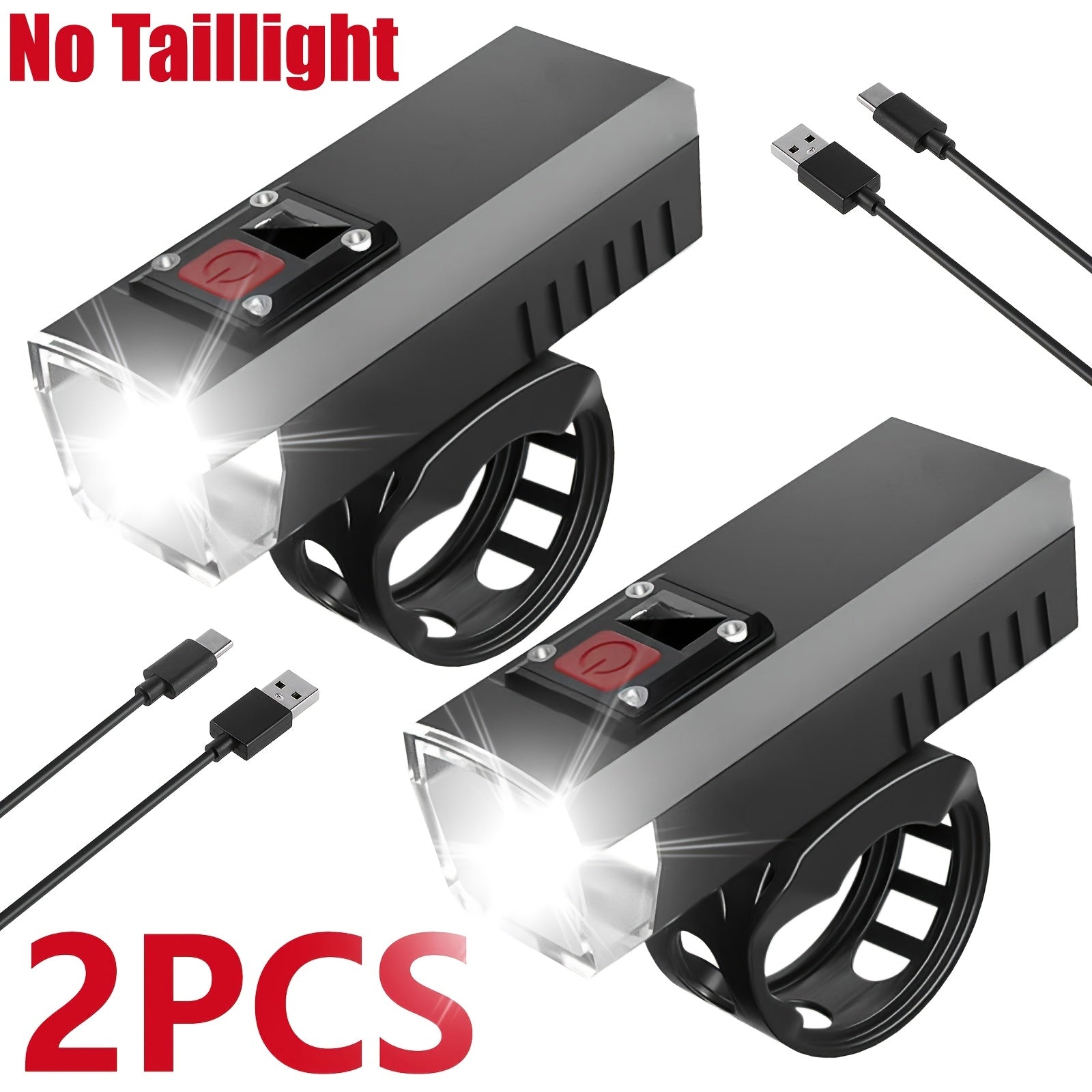 USB Rechargeable Bike Light Set Front & Rear – 1500 Lumen LED Bicycle Light Type-C Fast Charging 6+4 Modes Waterproof Safety Cycling Lamp for Night Riding Commuting Camping – 1/2/3 Pack