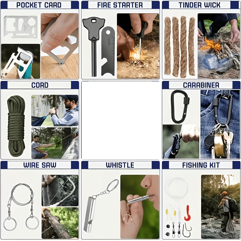 258-Piece First Aid Kit Survival Gear with EVA Hard Case – Car, Family, Travel, Camping, Hiking, Sports, Office & Boat Emergency Kit, Tactical Backpack Ready
