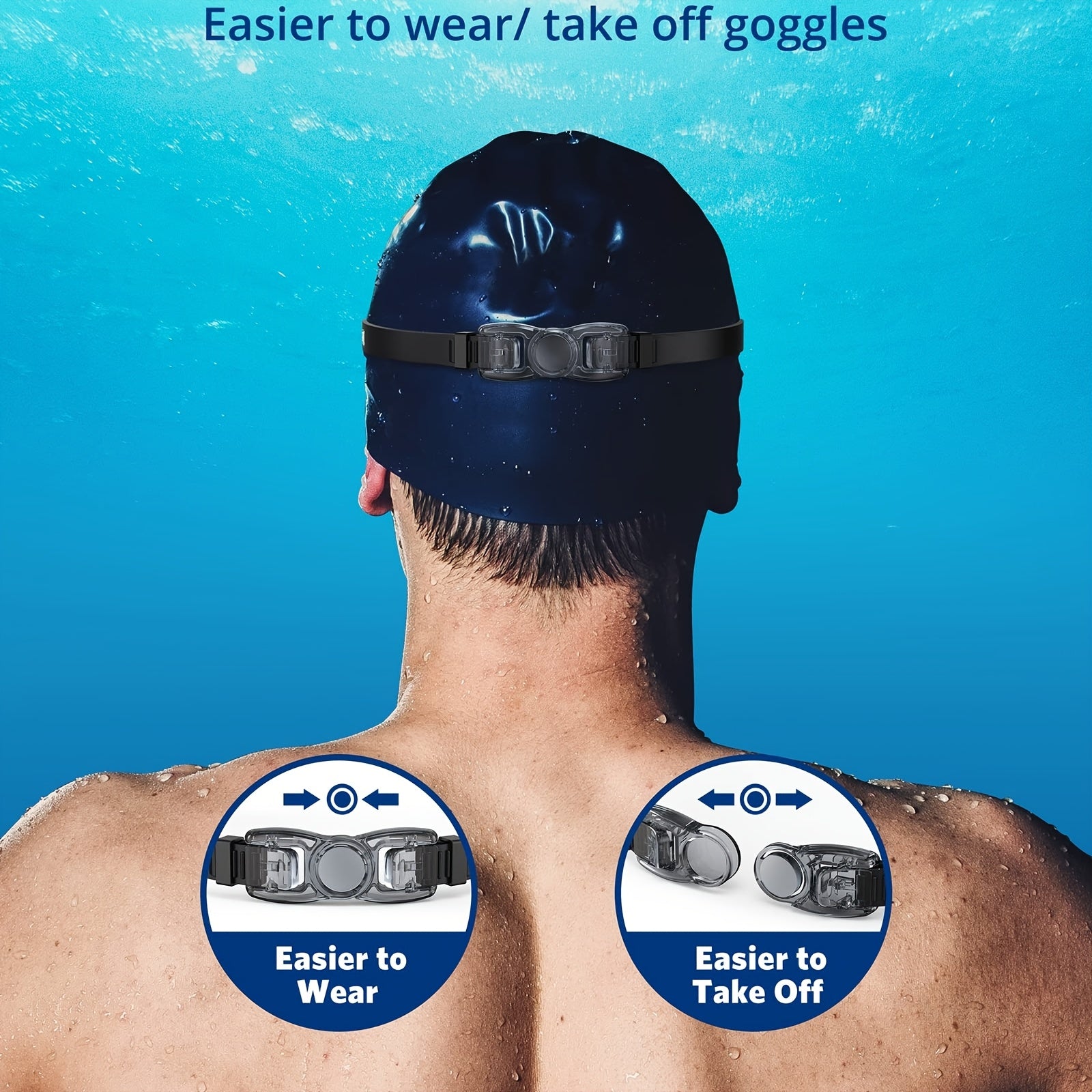 2-Pack HD Swim Goggles Gold-Plated Lens Anti-Fog Anti-Leak with Adjustable Strap & Earplugs - Professional Clear Vision Pool Goggles for Beginners, Daily Training, Men & Women (Black/White or Blue/Red)
