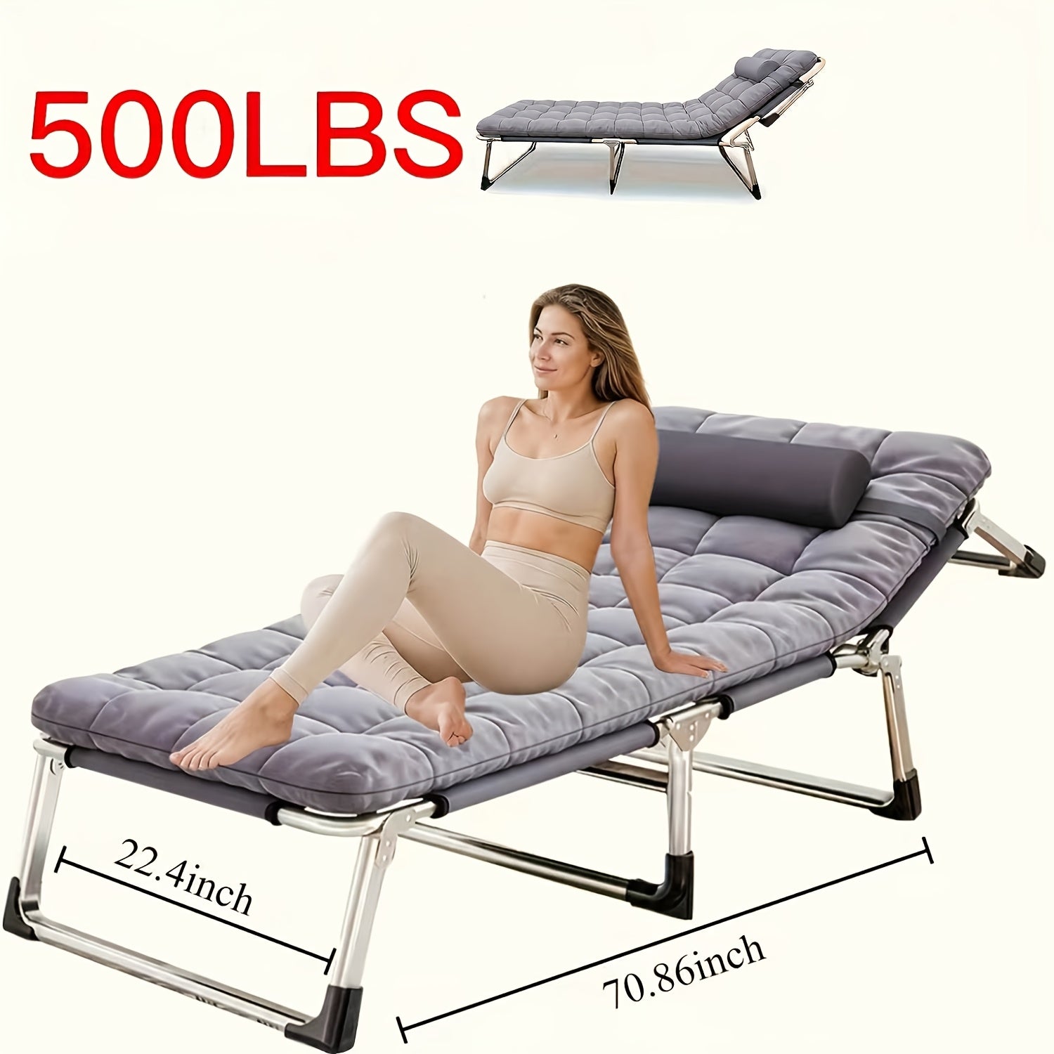 Heavy Duty Folding Camping Bed with Mattress Included 450-550 LBS Capacity Portable Cot for Adults Teens Travel Guest Bedroom Garden Balcony Outdoor Camping Supplies