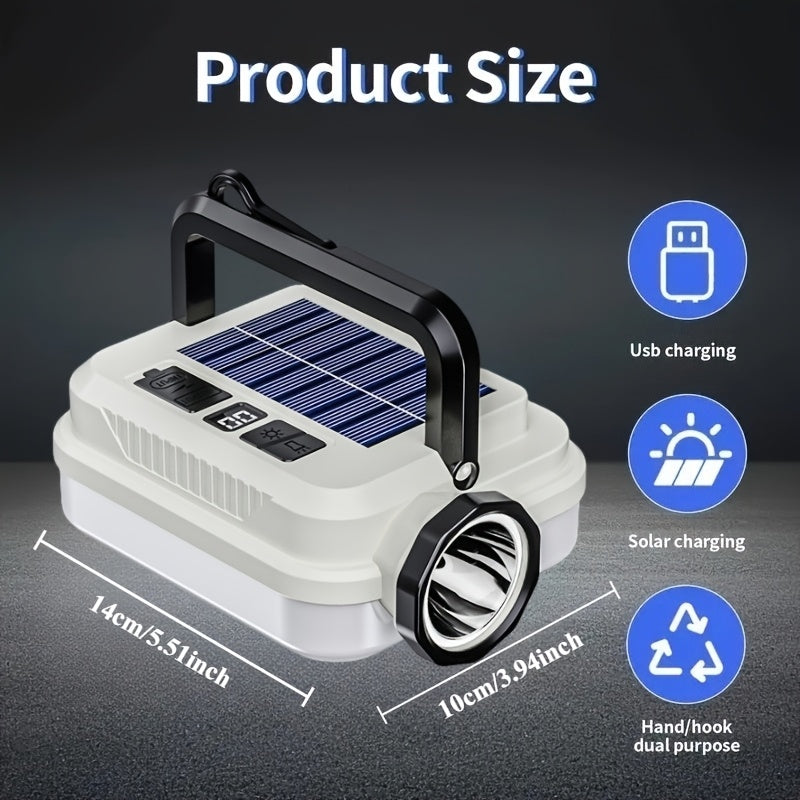 Solar Rechargeable Flashlight Ultra Bright – 3600mAh Lithium Battery, 8 Lighting Modes, Hidden Hook, Portable Camping Flashlight for Camping, Climbing, Fishing & Emergency, Great Gift for Men