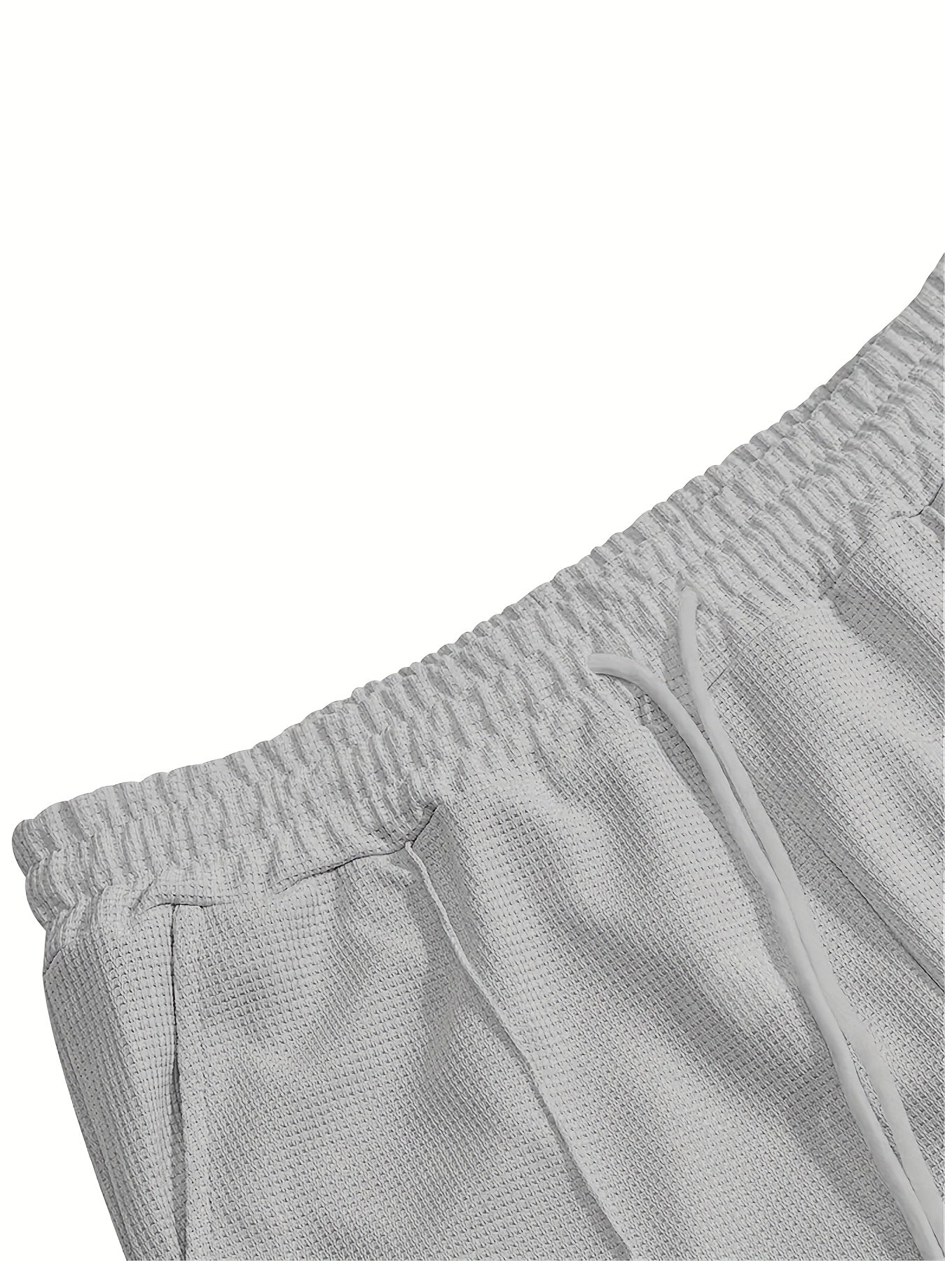 Men's Waffle Long Sleeve Set – 2-Piece Sports & Leisure Tracksuit with Pants, Breathable Polyester Knit, Regular Fit for Spring Autumn Daily Wear, M-XXXL