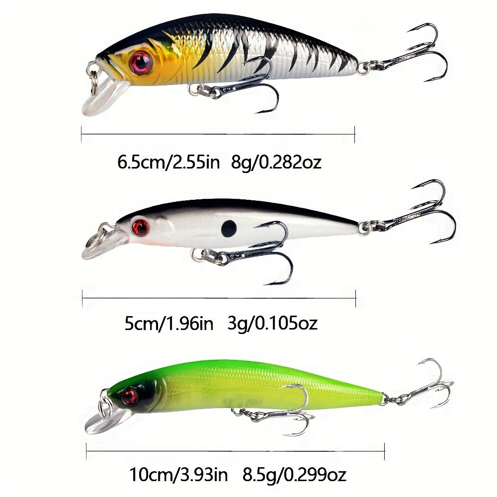 Bionic Minnow Fishing Lure Set 5pcs Hard Artificial Lures Random Color Patterns for Saltwater and Freshwater Bass Trout Pike Fishing Tackle Gift for Anglers