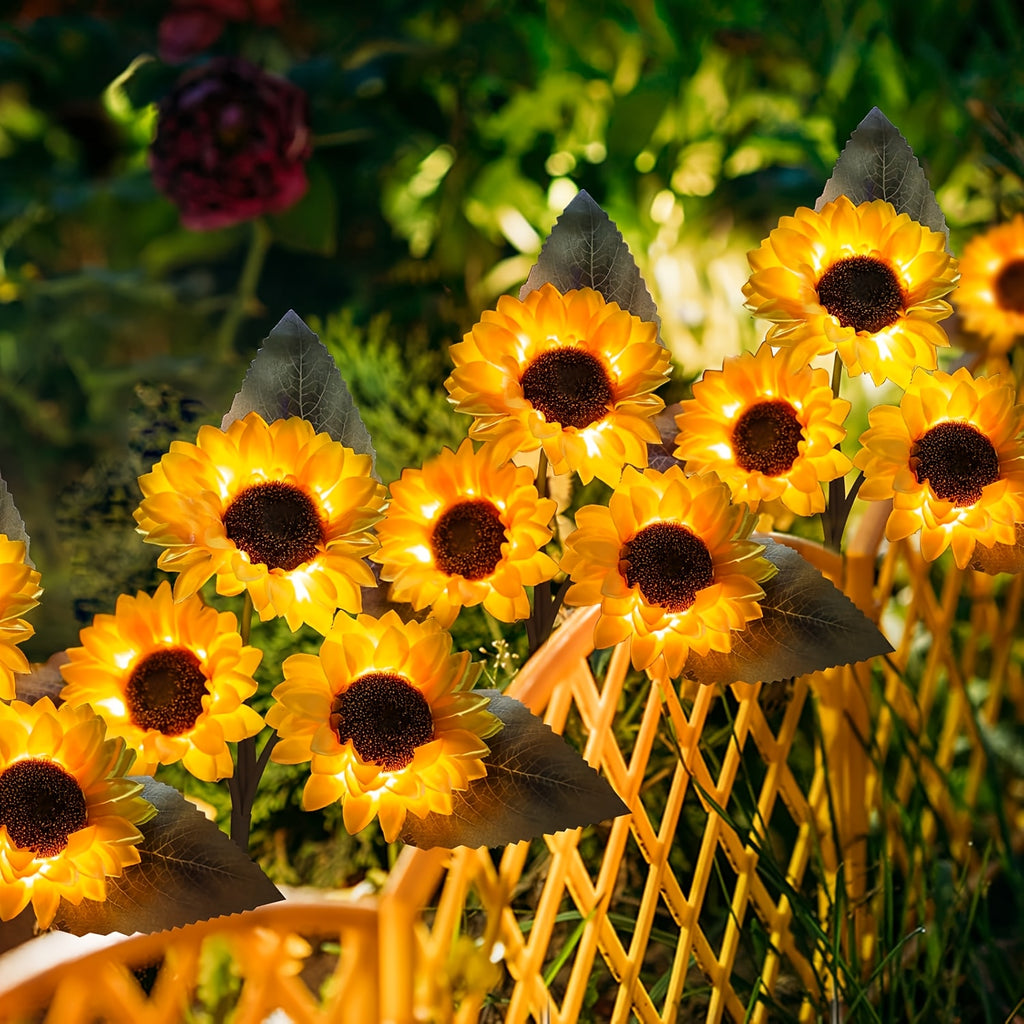Solar Sunflower Garden Lights 2 Pack Outdoor LED Stake Lights IP65 Waterproof Auto On/Off – Decorative Solar Powered Flower Lights for Yard, Lawn, Pathway & Garden