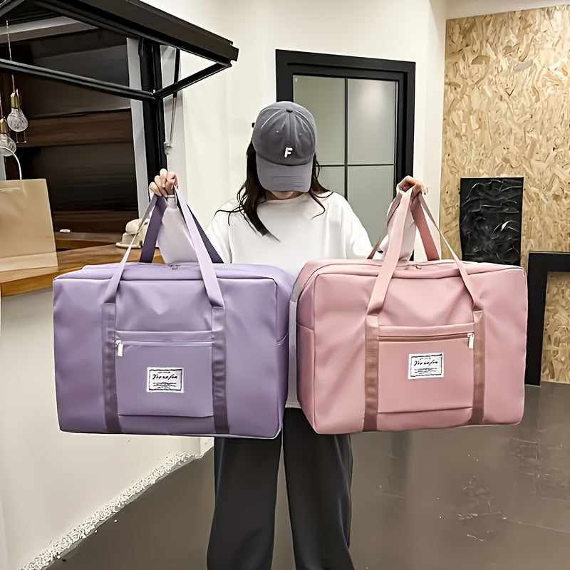 Large Gym Bag for Women Men Oversized Travel Tote Bag 17.7 Gallon Nylon Sports Duffel Bag Weekend Overnight Fitness Workout Bag Purple Pink Black