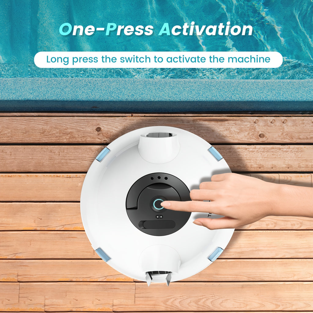 Cordless Robotic Pool Cleaner Automatic Vacuum 90 Min Runtime IPX8 Waterproof Self-Parking Lightweight, Robot Pool Cleaner for Flat Above Ground In-Ground Pool Up to 65 Ft 1100 Sq Ft