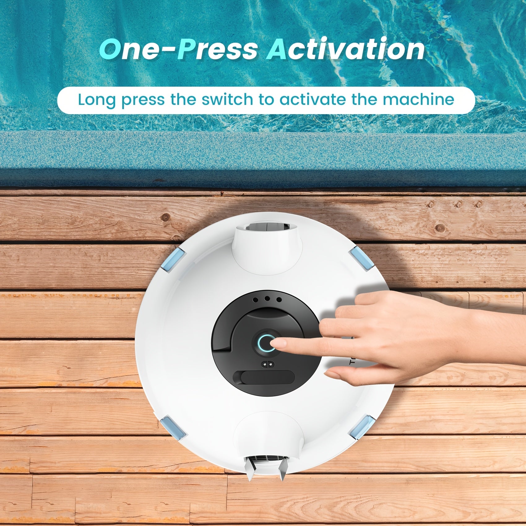 Cordless Robotic Pool Cleaner Automatic Vacuum 90 Min Runtime IPX8 Waterproof Self-Parking Lightweight, Robot Pool Cleaner for Flat Above Ground In-Ground Pool Up to 65 Ft 1100 Sq Ft