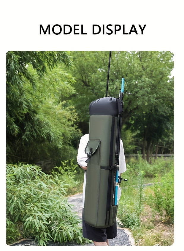 Fishing Rod Bag Large Capacity Foldable Multifunctional Gear Carrier Case with Two Lead Weights Durable Freshwater Saltwater Rod Holder Handbag Fishing Gift