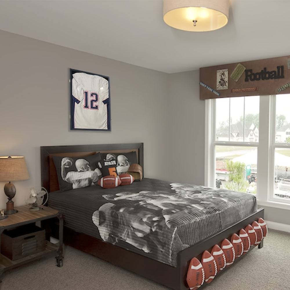 Jersey Display Frame Case Lockable Shadow Box UV Protection Matte Black – Baseball Basketball Football Soccer Hockey Sports Shirt Memorabilia