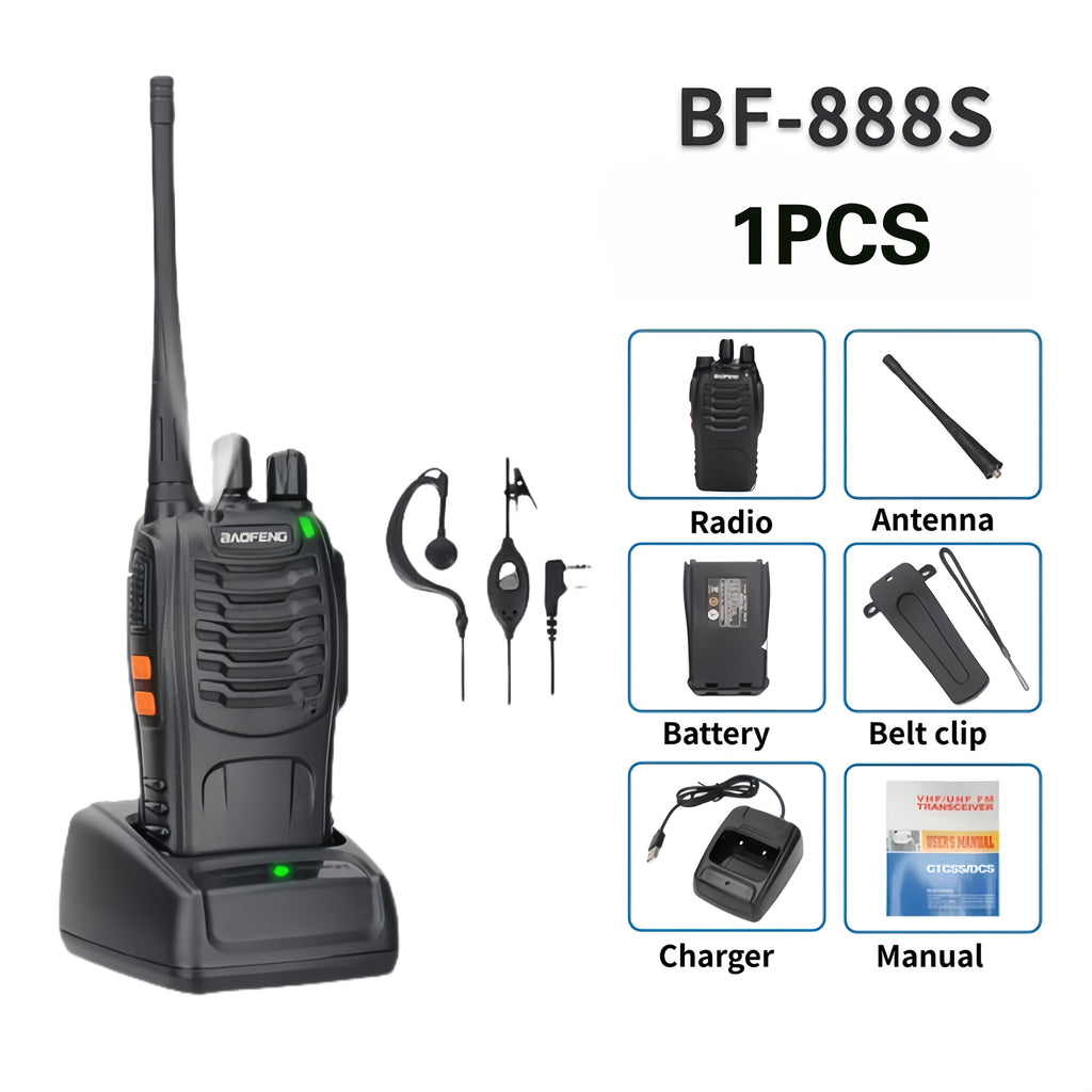 Walkie Talkies Long Range Rechargeable Baofeng BF-888S 16 Channel UHF Two Way Radio with Earphones – 2-Pack & 4-Pack for Camping Hiking Hunting