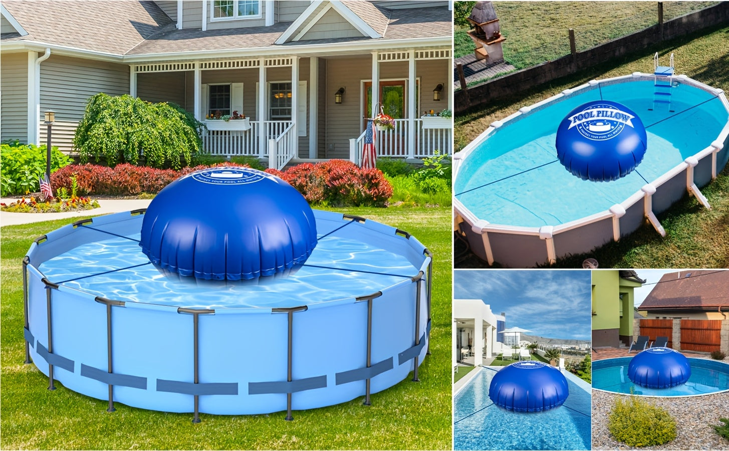 Pool Pillow for Above Ground Pool Winter Cover Air Pillow 0.5mm Thick PVC Cold-Resistant Ice Equalizer with 49.2ft Rope – Winterizing Closing Kit 5FT 6FT 7FT 8FT for Above Ground Pools