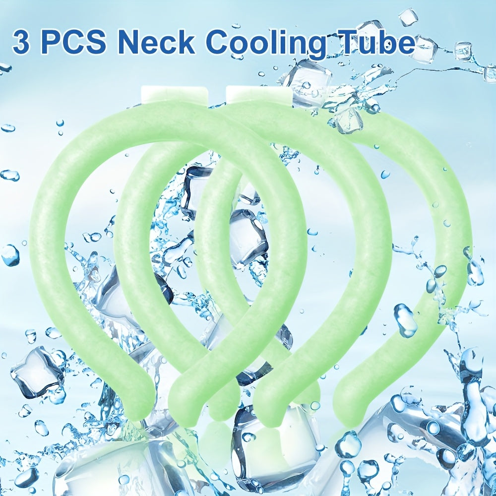 Neck Cooler Ice Ring 3 Pack Wearable Cooling Tube Gel Wrap for Hot Weather Summer Heat Outdoor Workers Sports Hot Flashes Fever Freezes at 28°C Blue White Pink Green