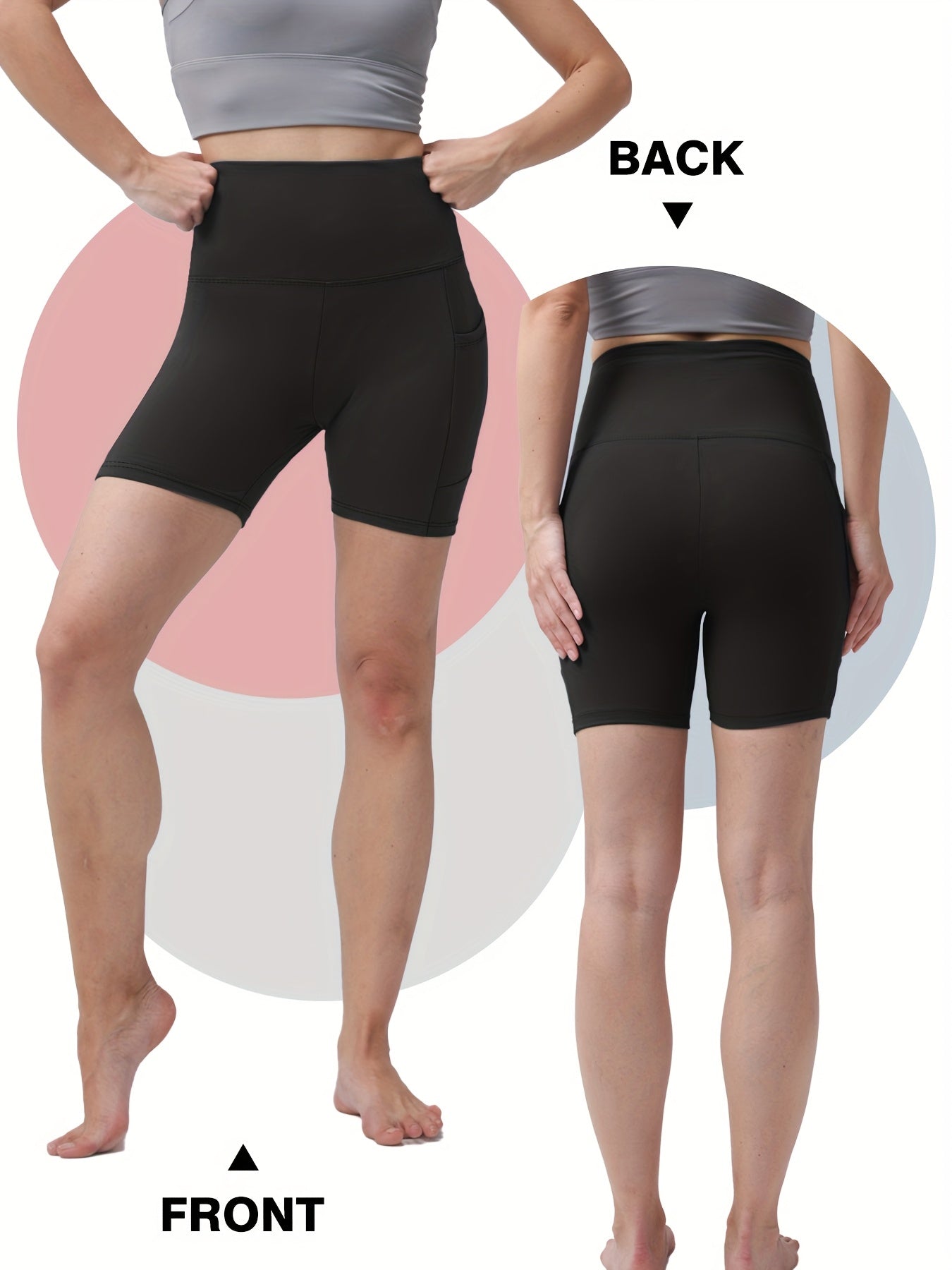 Women's High Waisted Yoga Shorts Butt Lifting Tummy Control, 88% Polyester Stretch Workout Shorts for Running Cycling Fitness, Casual Athletic Shorts Sizes S-XXL Black Dark Gray