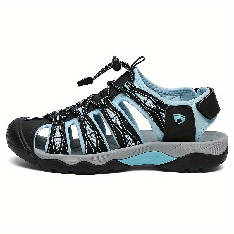 Women's Closed Toe Hiking Sandals - Breathable Sport Water Shoes with Hook & Loop Closure, Rubber Grip Sole, Outdoor Trail Walking Sandals in Pink Black Grey Blue US 6-11