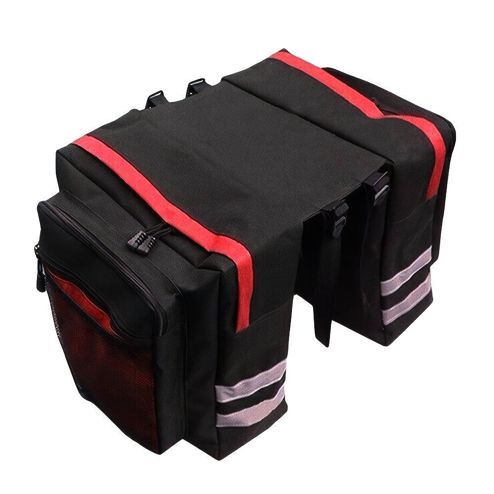 Bike Bag Set 3-Piece Cargo Rack Bag + Saddle Bag + Shoulder Bag – 13.21 Gal Large Capacity Cycling Storage for Road Mountain Commuter Bike Touring – Red Black Blue