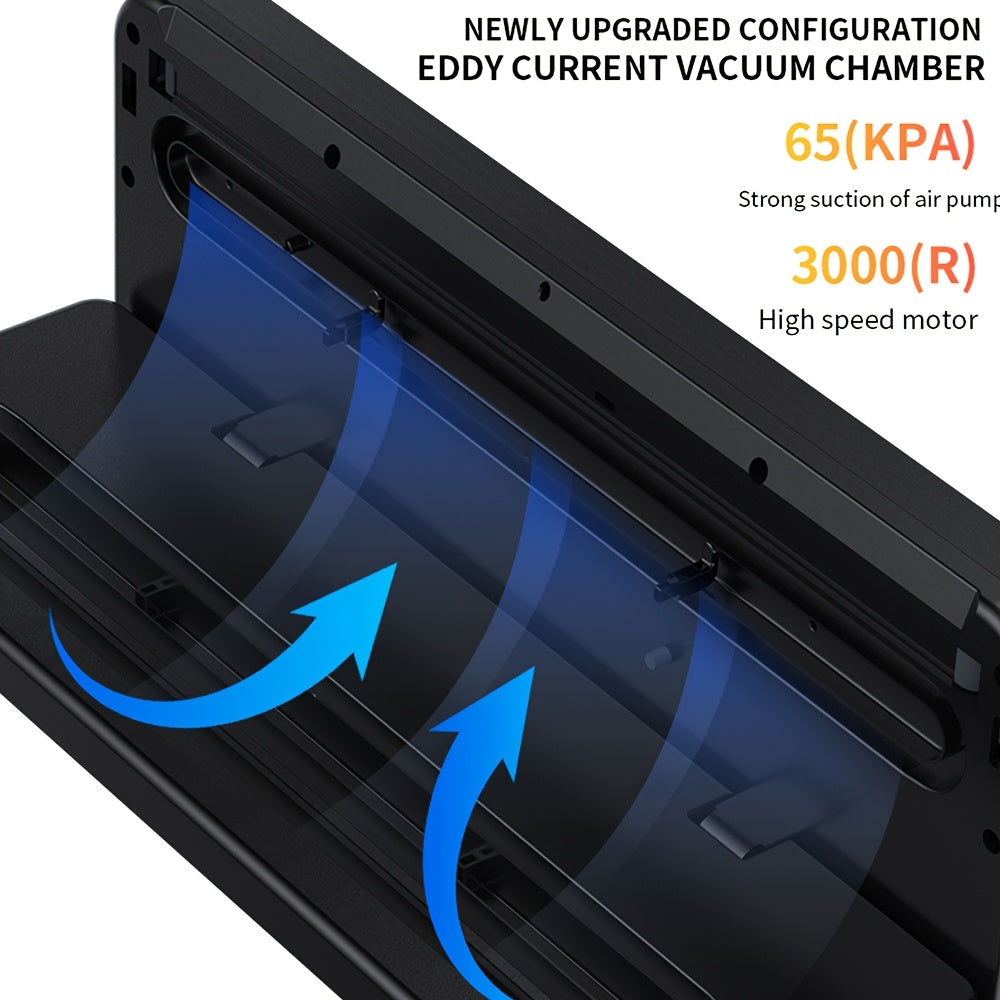Vacuum Sealer Machine 65KPA 6-in-1 with 40 Bags, Wet & Dry Mode Automatic Food Vacuum Sealing Machine for Food Storage & Preservation, Commercial & Household Kitchen Food Saver
