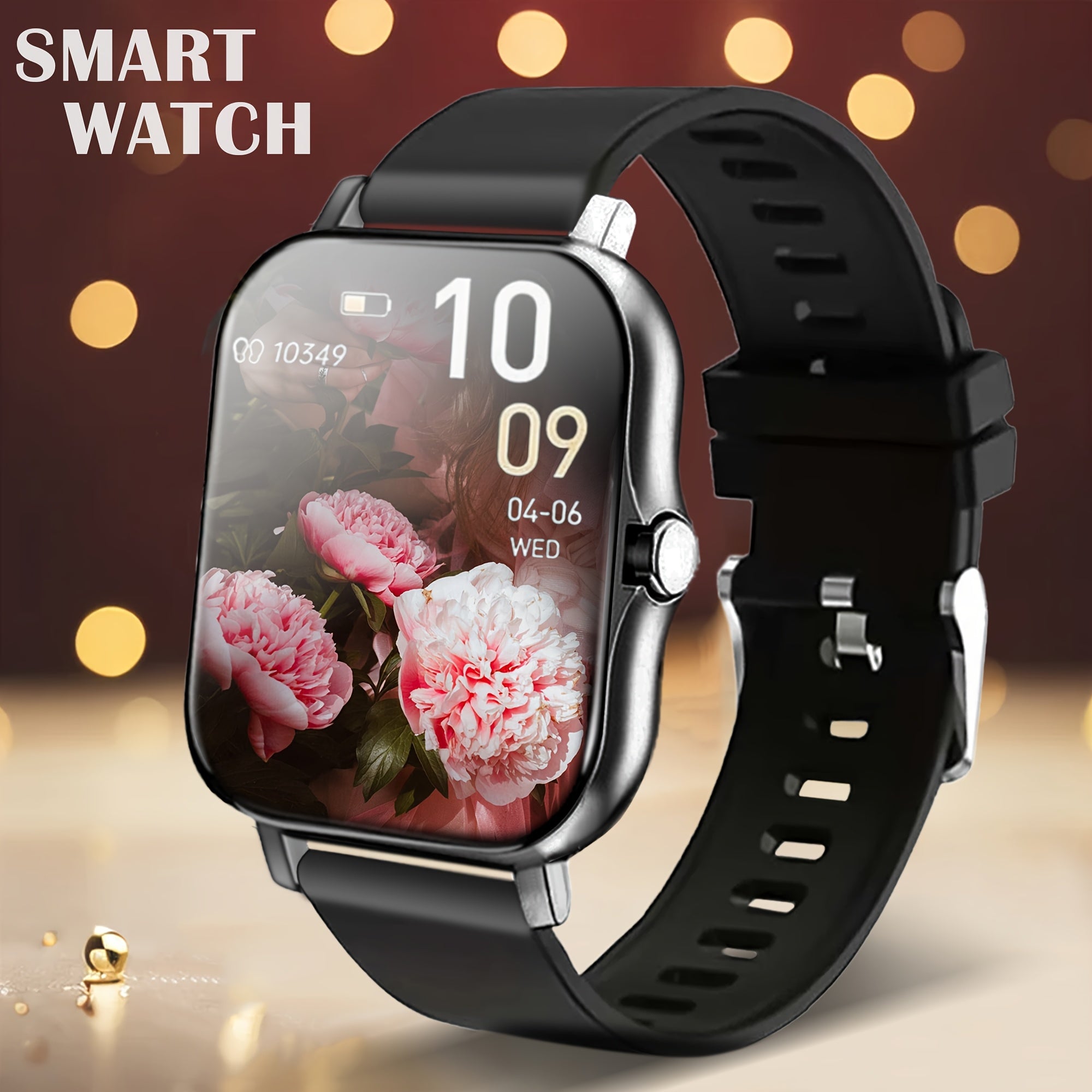 Smart Watch for iPhone & Android with Wireless Calls – HD 1.52" Full Touch Screen Fitness Tracker, Music Control, Message Alerts, Luminous Display, Silver Black Gold Pink, Single & Dual Strap