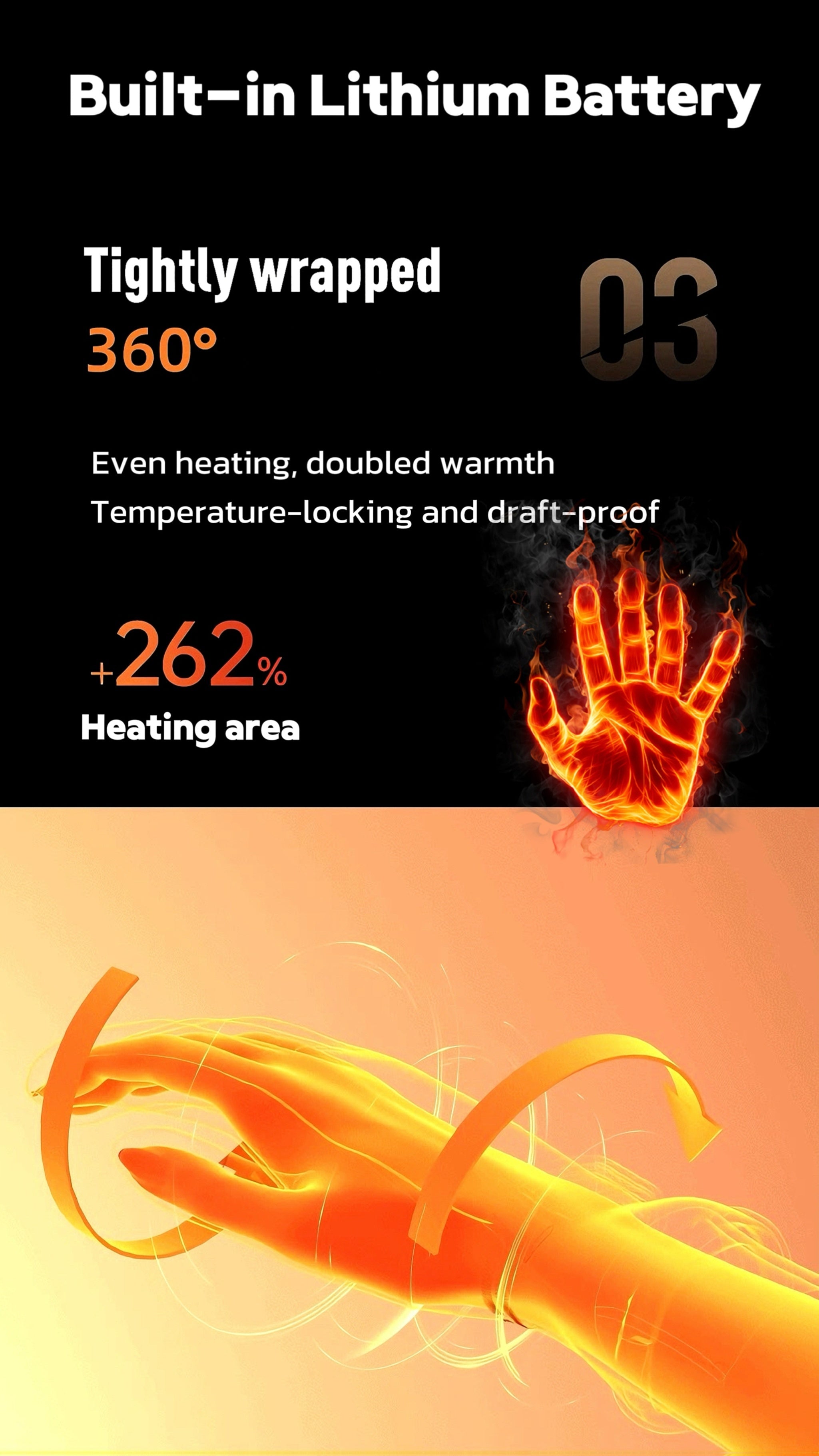 Electric Heated Gloves 3000mAh Rechargeable Hand Warmer Gloves Detachable Fingers 3 Heat Settings Washable Battery Heated Gloves for Cycling Gaming Outdoor Winter Men Women