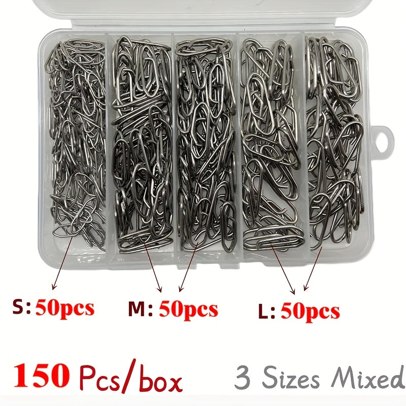 Stainless Steel Fishing Snap Swivels 160pcs, Quick Release Connector Hanging Ring for Lure Fishing Sea Fishing, Return Type Quick Pin False Bait Connector Tackle Accessories