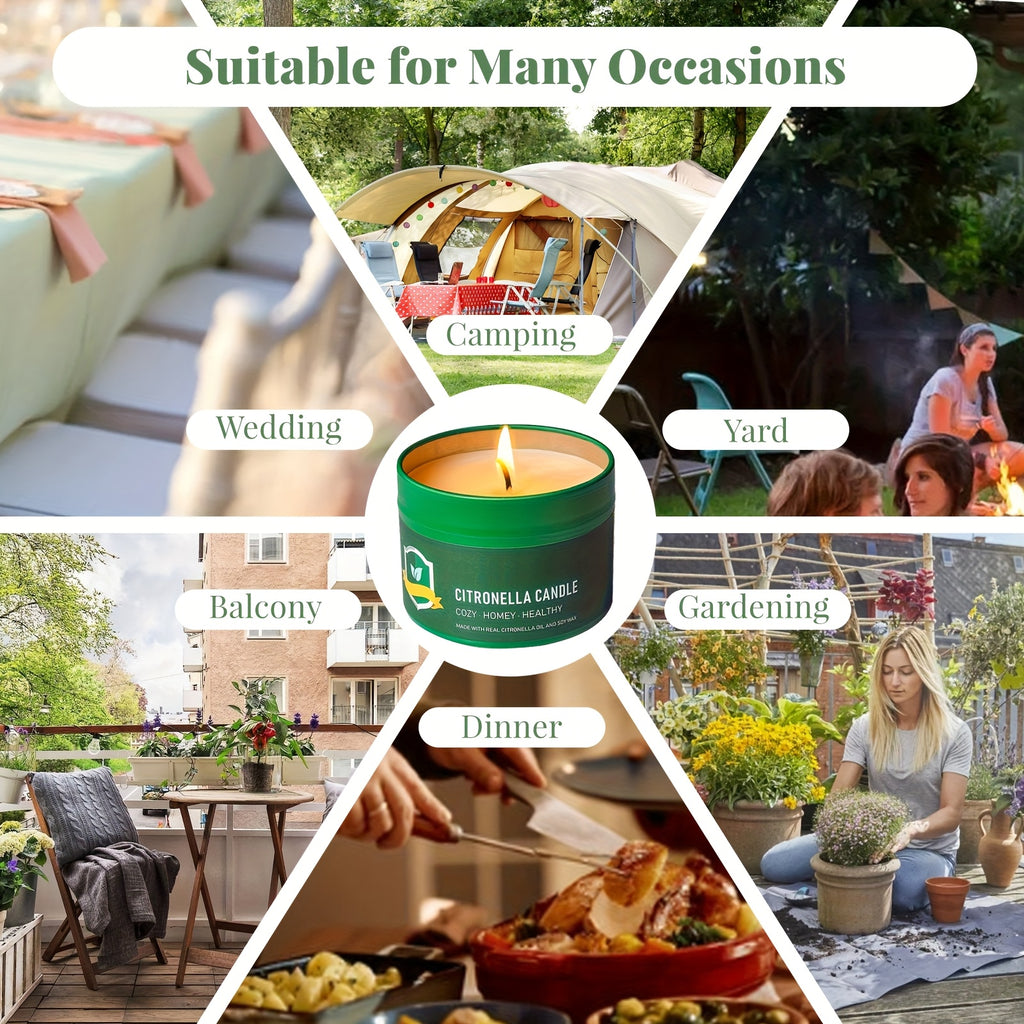 Citronella Candles Outdoor 6 Pack 4.4 oz 150 Hours Burn Time Mosquito Repellent Candles for Patio Camping BBQ Garden Yard Party
