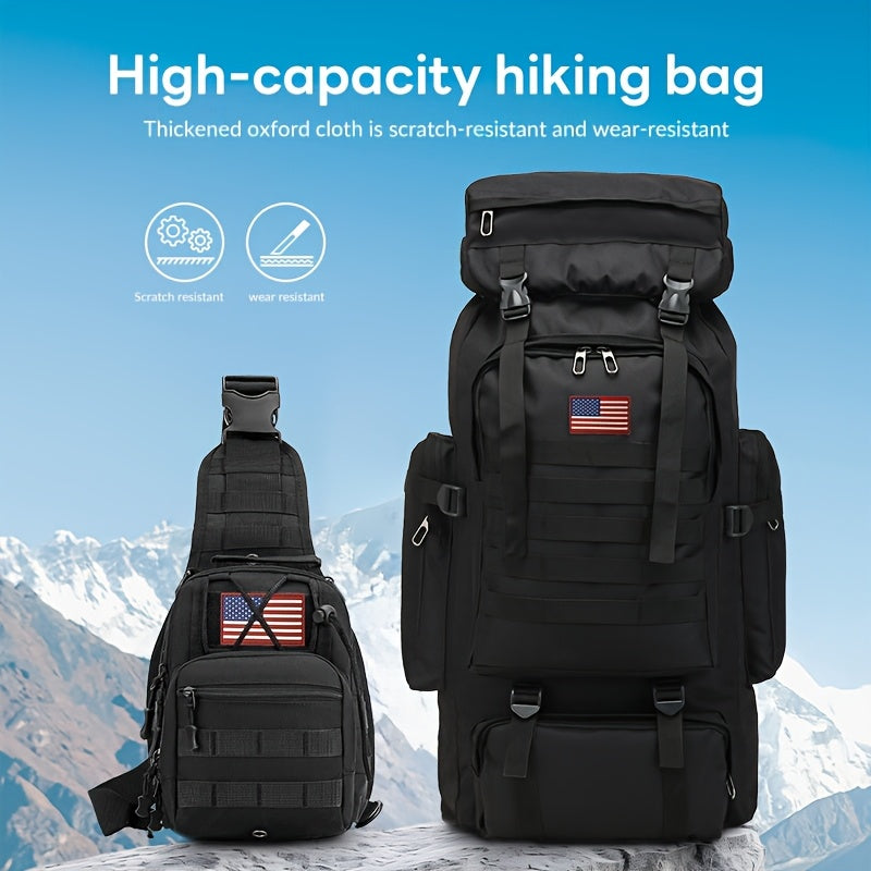 Hiking Backpack Set Large 22.45 Gal with Bonus Daypack – Men's Camping Backpacking Pack for Hiking Climbing Trekking Green Gray Desert Khaki Army Green