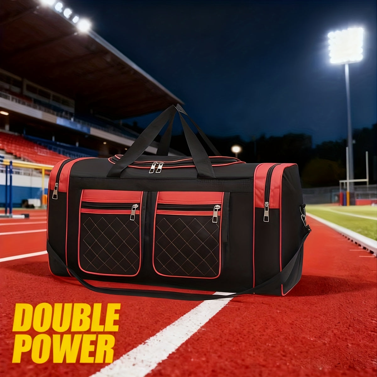 Large Capacity Duffel Bag Heavy Duty – Multi-Pocket Gym Travel Camping Outdoor Bag with Adjustable Strap for Men Women Black Blue Red
