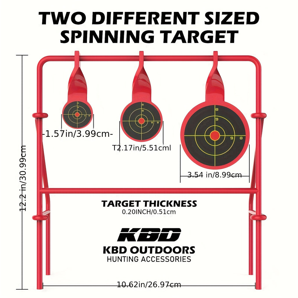 Rimfire Spinner Shooting Target with Stand Triple Spinner Foldable Steel .22LR Outdoor Shooting Practice with 15-Pack Bullseye Paper Targets